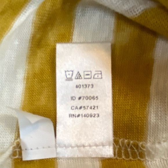 LOFT Linen Women’s V Neck Yellow/cream Striped 3/4 Sleeve Top XS.EUC - Picture 10 of 12